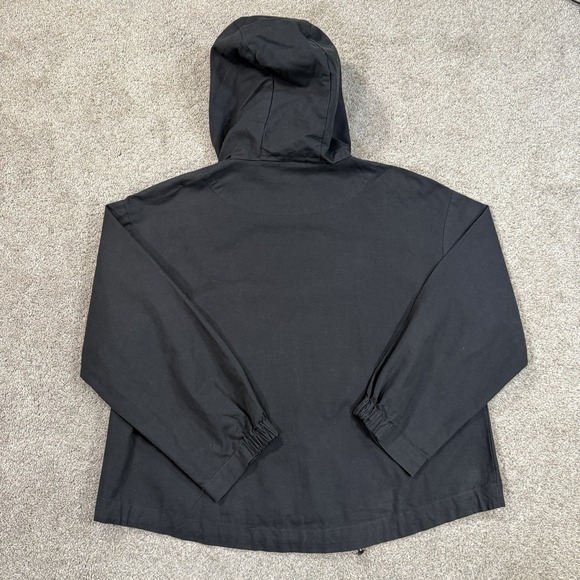 Eileen Fisher Hooded Full Zip Jacket PS Black Organic Cotton Hemp Minimalist - Picture 6 of 6